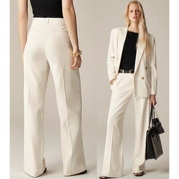 J.Crew | NWT Lower-rise Essential wide-leg pant in city twill Soft Ivory | Sz 8 - Picture 1 of 10